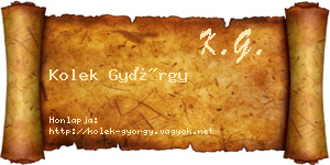 Kolek György névjegykártya